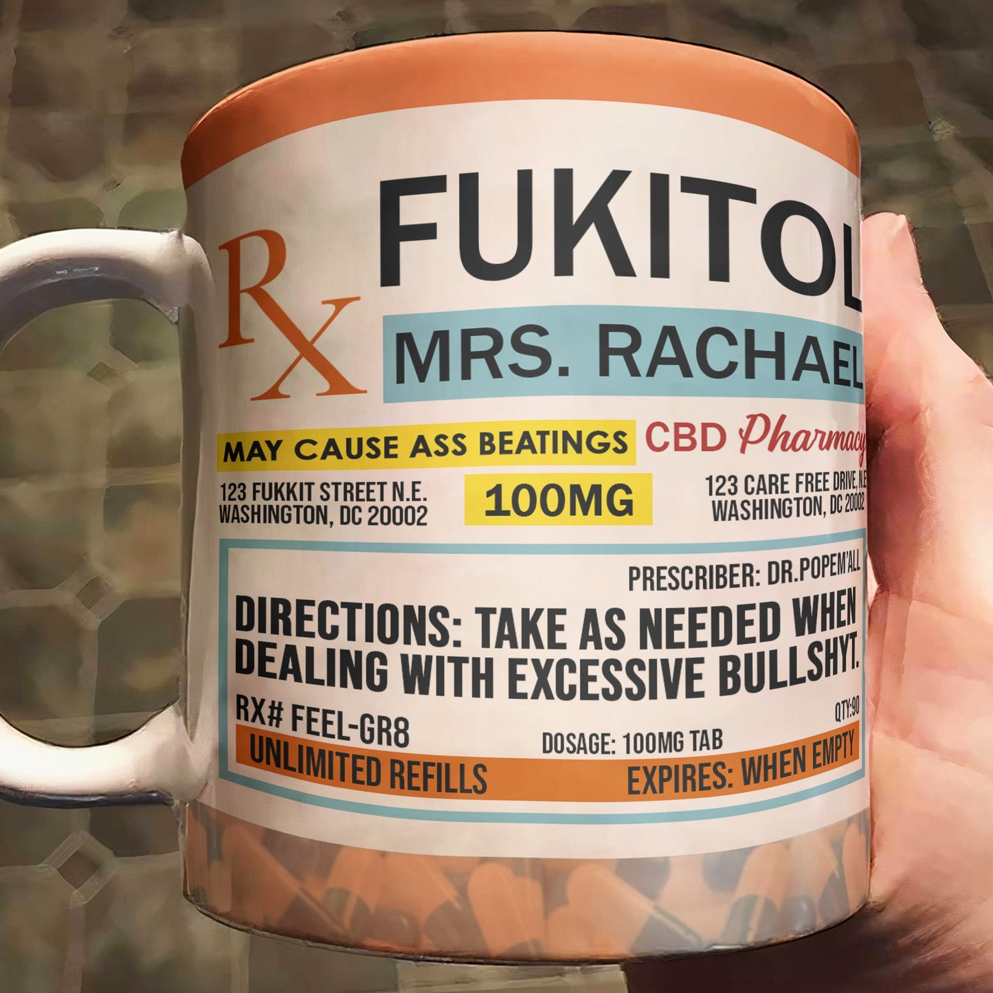 Personalized Funny Fukitol Rx Prescription Mug