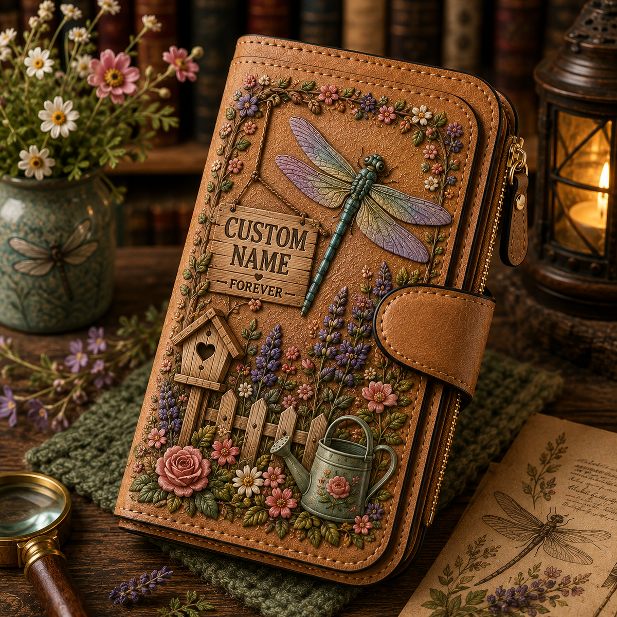 🌸 Personalized Garden Embossed Wallet