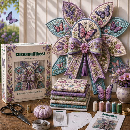 🌸 Garden Quilt Bow DIY Sewing Kit – Create a Stunning Garden Quilt Bow At Home 🧵✨
