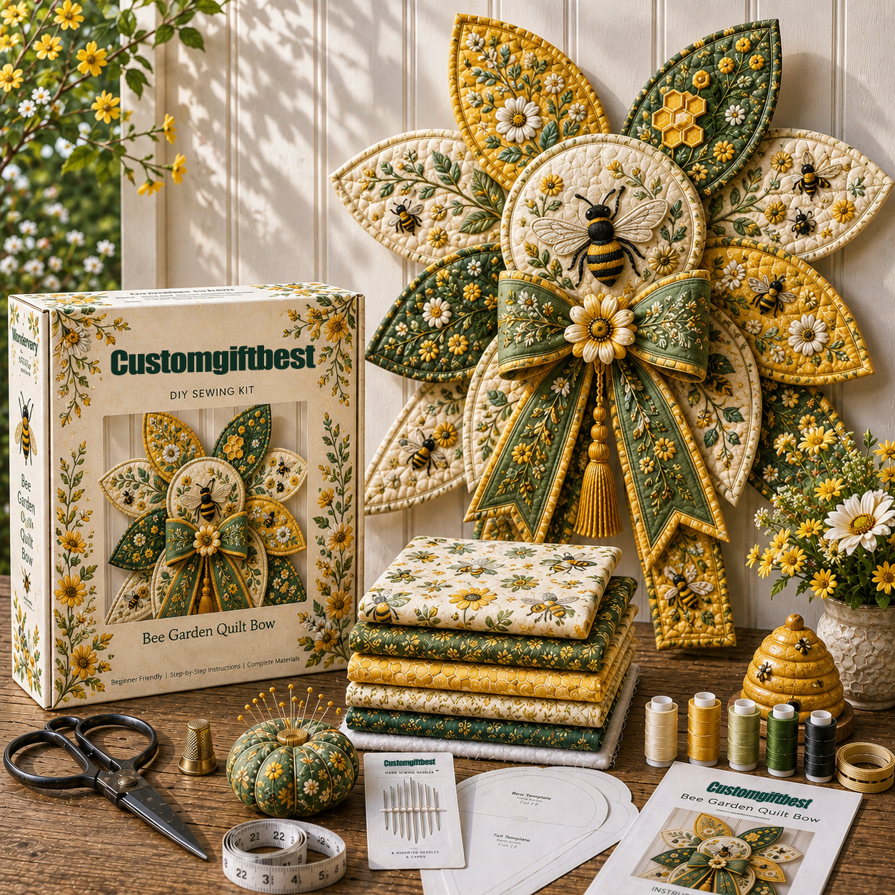 🌸 Garden Quilt Bow DIY Sewing Kit – Create a Stunning Garden Quilt Bow At Home 🧵✨