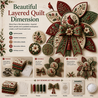 🌸 Garden Quilt Bow DIY Sewing Kit – Create a Stunning Garden Quilt Bow At Home 🧵✨