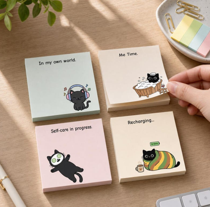 Sassy Black Cat Sticky Notes (4-Pack)
