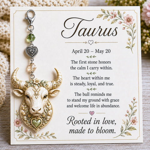 🌙 Zodiac Birthstone Charm Keepsake Card