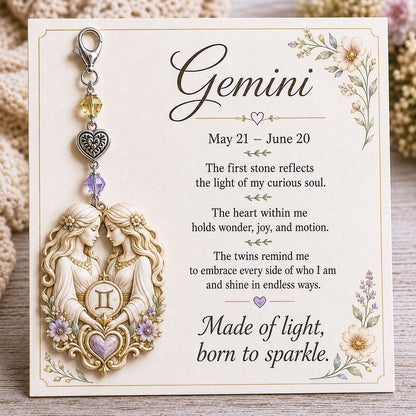 🌙 Zodiac Birthstone Charm Keepsake Card