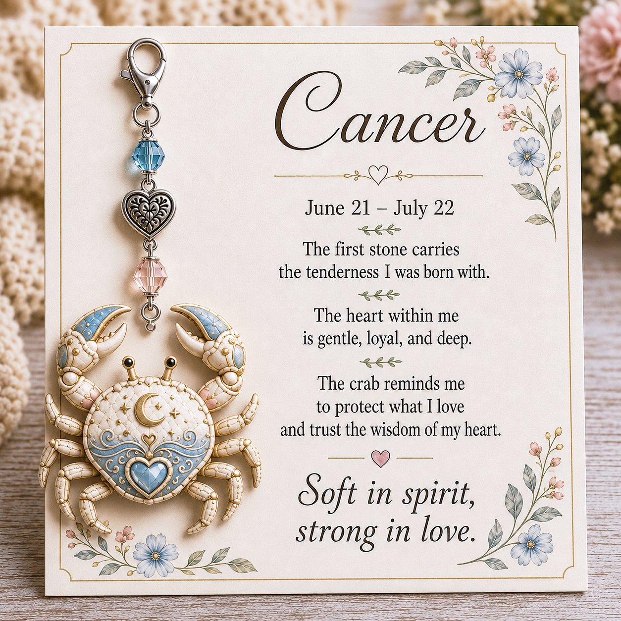 🌙 Zodiac Birthstone Charm Keepsake Card