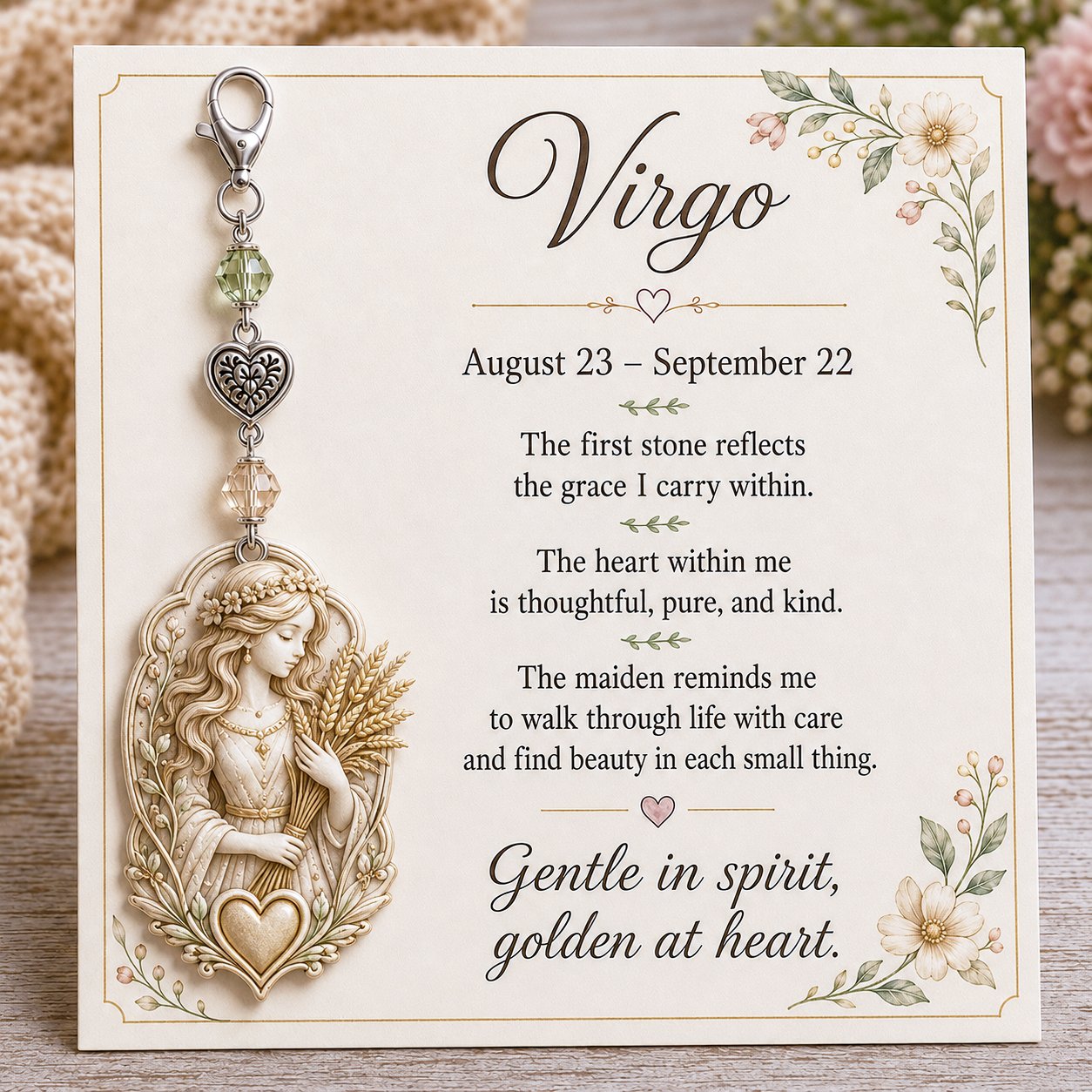 🌙 Zodiac Birthstone Charm Keepsake Card
