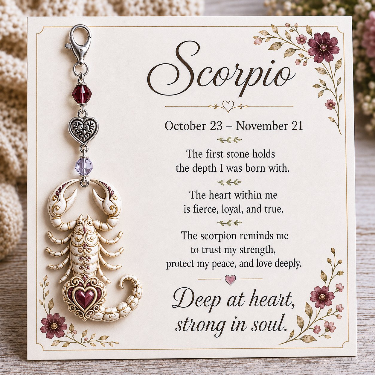🌙 Zodiac Birthstone Charm Keepsake Card