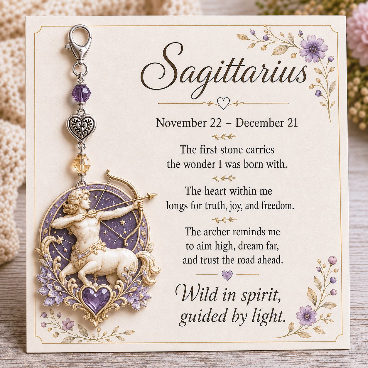 🌙 Zodiac Birthstone Charm Keepsake Card