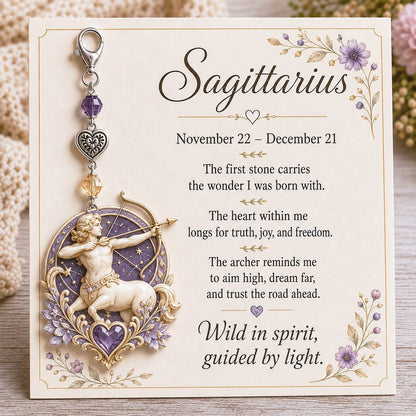 🌙 Zodiac Birthstone Charm Keepsake Card