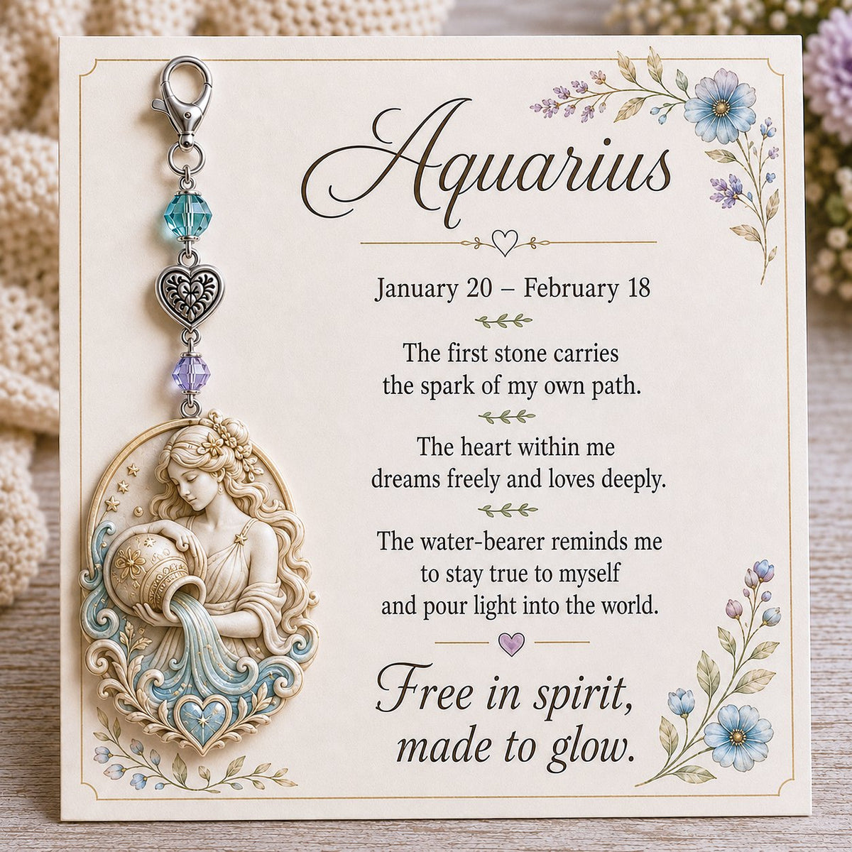 🌙 Zodiac Birthstone Charm Keepsake Card