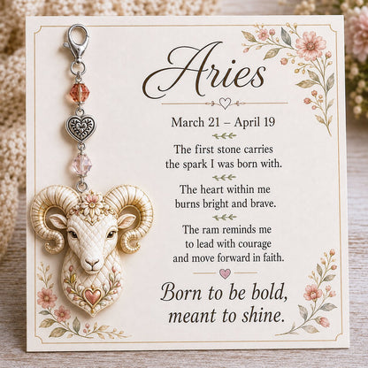 🌙 Zodiac Birthstone Charm Keepsake Card