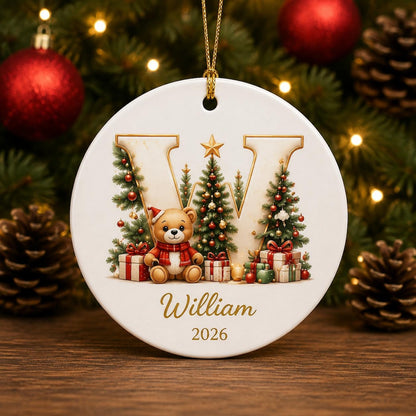 Personalized Reindeer Letter Ornament -Custom Initial A–Z Christmas Keepsake
