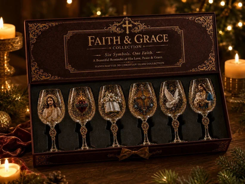 🎅 2026 Christmas Gift 50% Off – Faith & Grace 3D Christian Wine Glass Set
