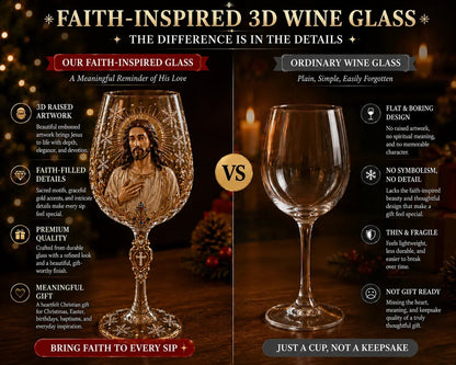 🎅 2026 Christmas Gift 50% Off – Faith & Grace 3D Christian Wine Glass Set