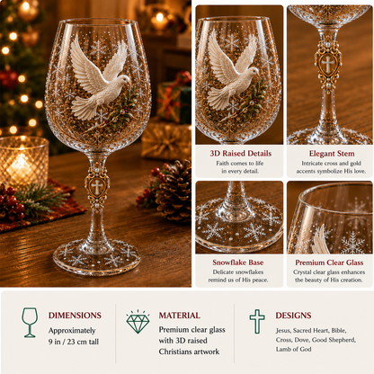 🎅 2026 Christmas Gift 50% Off – Faith & Grace 3D Christian Wine Glass Set