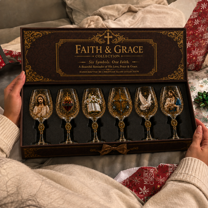 🎅 2026 Christmas Gift 50% Off – Faith & Grace 3D Christian Wine Glass Set