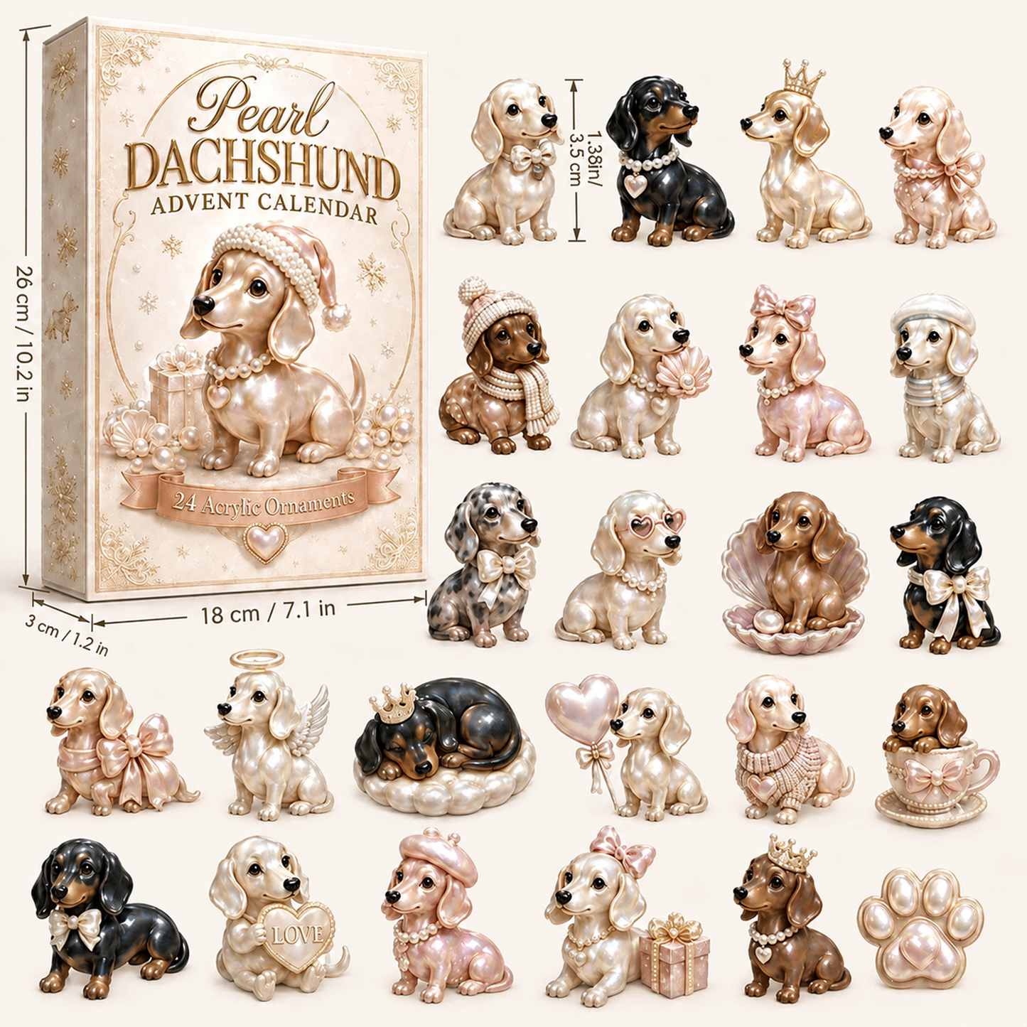 🐶✨ 2026 Pearl Dachshund Christmas Advent Calendar