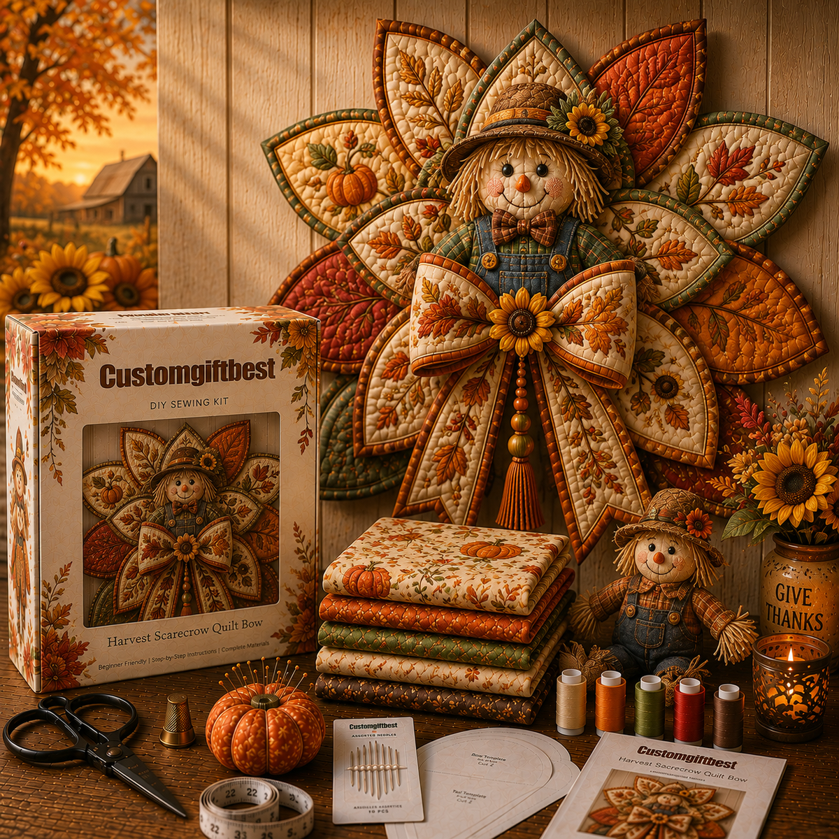 🍂 Thanksgiving Quilt Bow DIY Sewing Kit – Create A Cozy Thanksgiving Quilt Bow At Home 🧵✨
