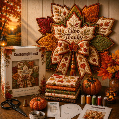 🍂 Thanksgiving Quilt Bow DIY Sewing Kit – Create A Cozy Thanksgiving Quilt Bow At Home 🧵✨