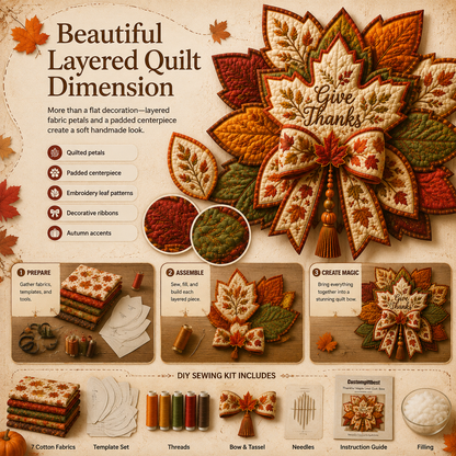 🍂 Thanksgiving Quilt Bow DIY Sewing Kit – Create A Cozy Thanksgiving Quilt Bow At Home 🧵✨