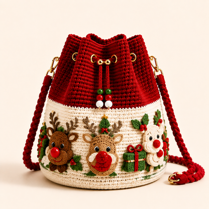 🔥Hot Sale - 50% OFF🔥🎄Christmas Crochet Bucket Crossbody Bag 🎅