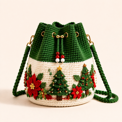 🔥Hot Sale - 50% OFF🔥🎄Christmas Crochet Bucket Crossbody Bag 🎅