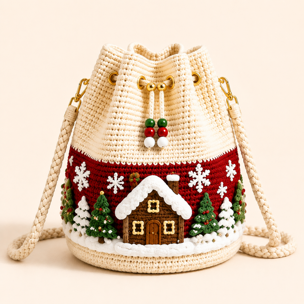 🔥Hot Sale - 50% OFF🔥🎄Christmas Crochet Bucket Crossbody Bag 🎅