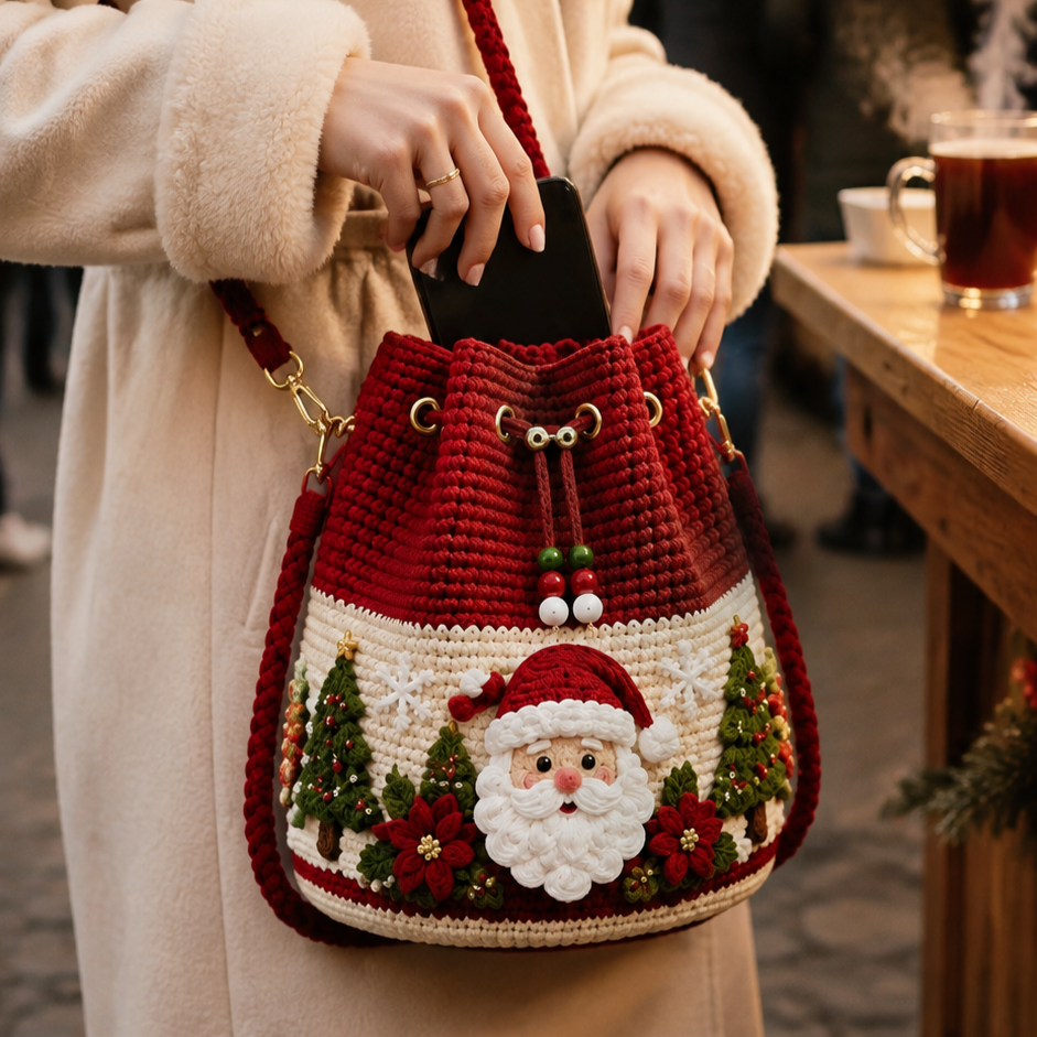 🔥Hot Sale - 50% OFF🔥🎄Christmas Crochet Bucket Crossbody Bag 🎅