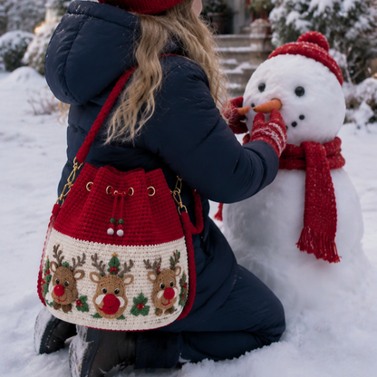 🔥Hot Sale - 50% OFF🔥🎄Christmas Crochet Bucket Crossbody Bag 🎅