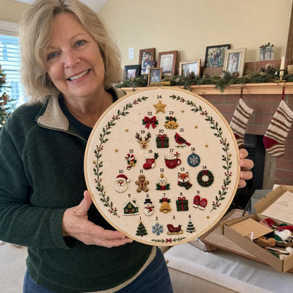 🎄Beginner-Friendly 24-Day Christmas Tree Embroidery Kit