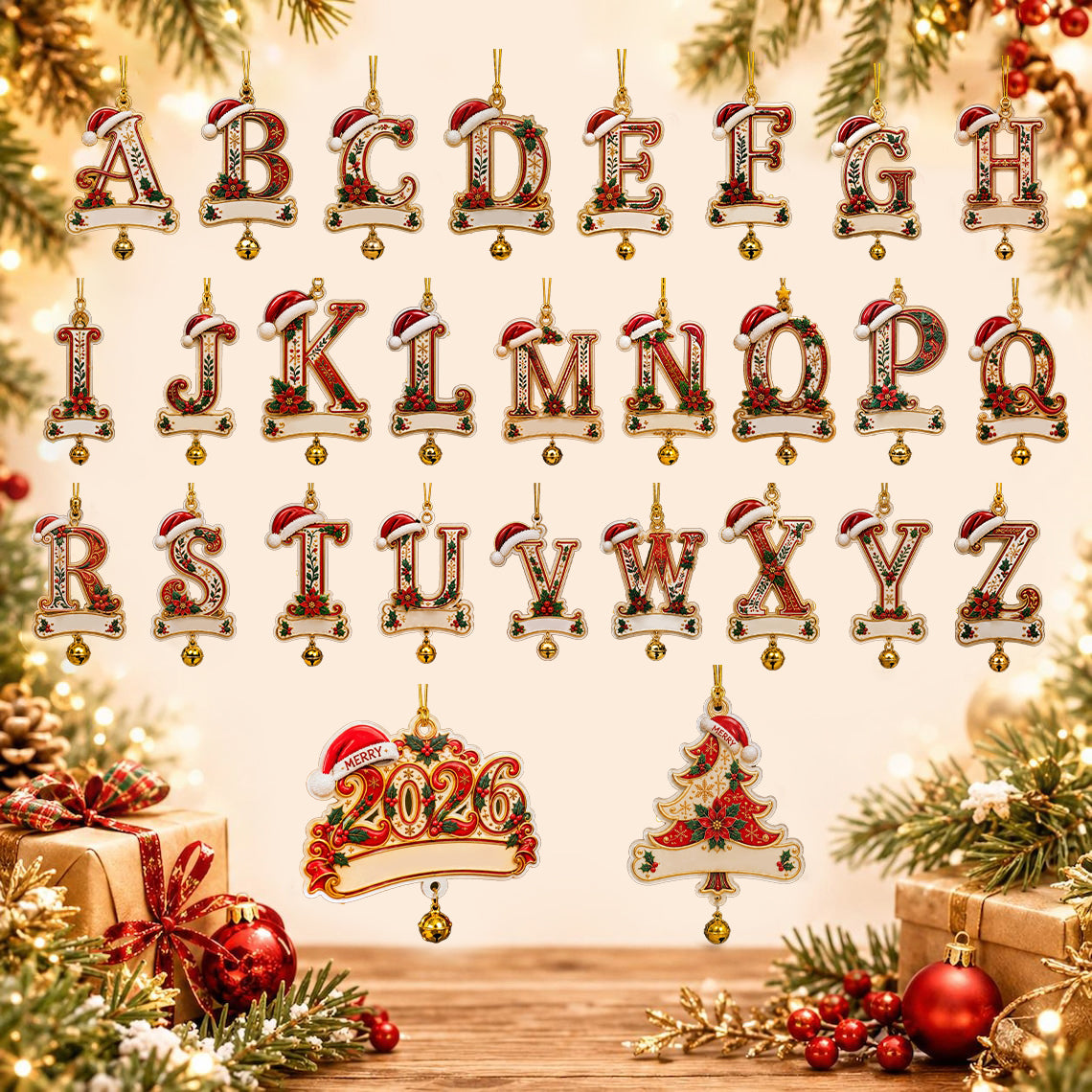 Personalized Christmas Initial Ornament – Custom Name & Family Keepsake