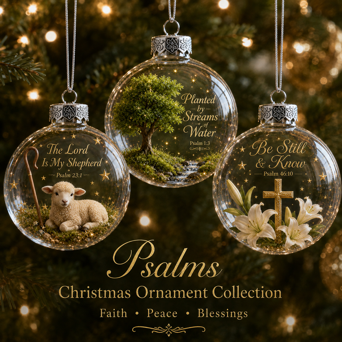 🙏 Psalms Scripture Christmas Ornament – A Beautiful Reminder of Faith 🎄✨