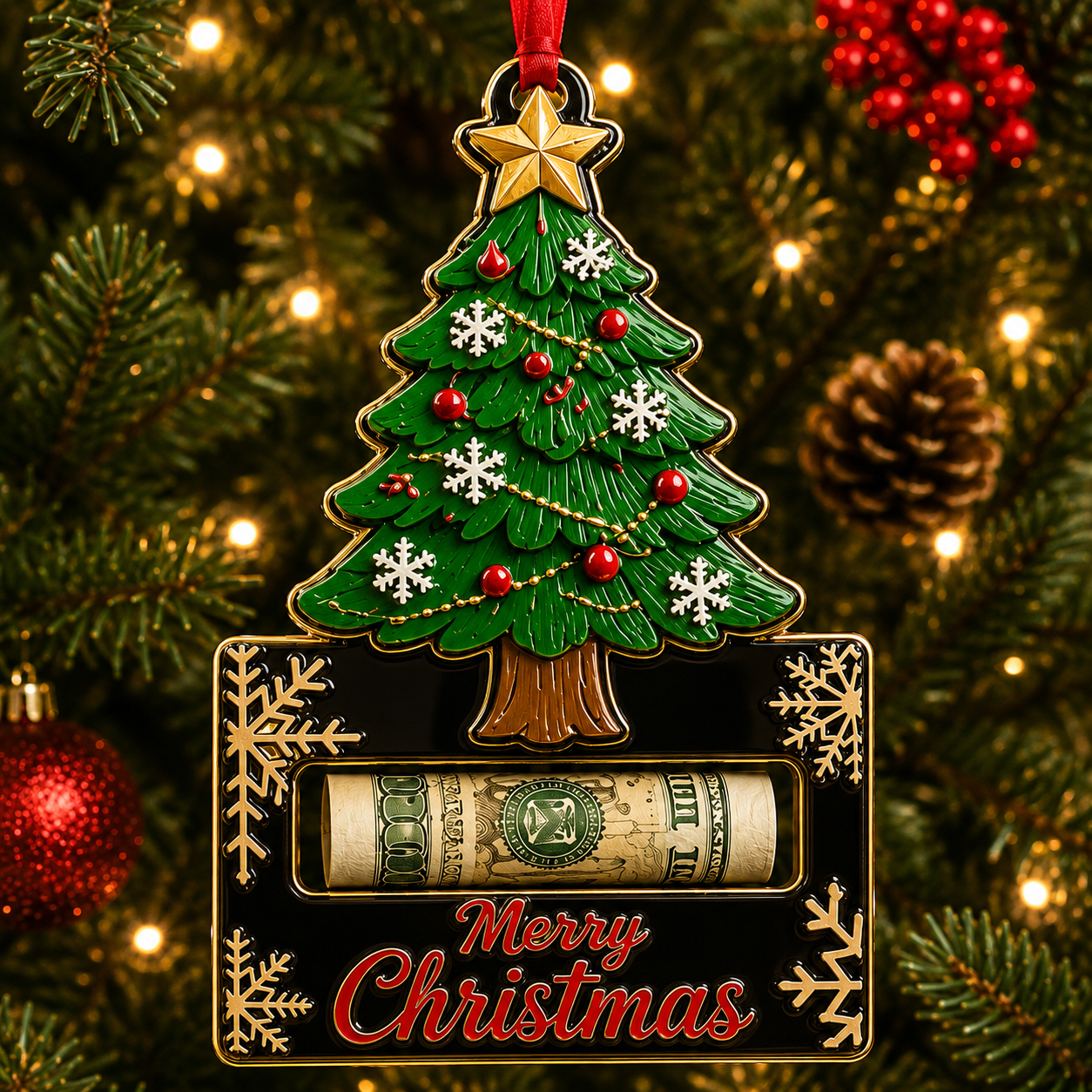 🎄 Christmas Cash Holder Ornament – Turn Money Gifts Into Magical Memories