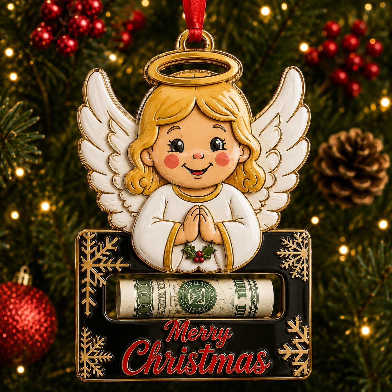 🎄 Christmas Cash Holder Ornament – Turn Money Gifts Into Magical Memories