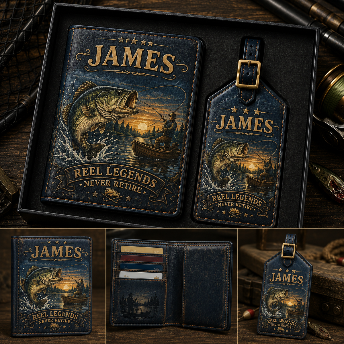 Personalised Men’s Passport Cover and Luggage Tag Set
