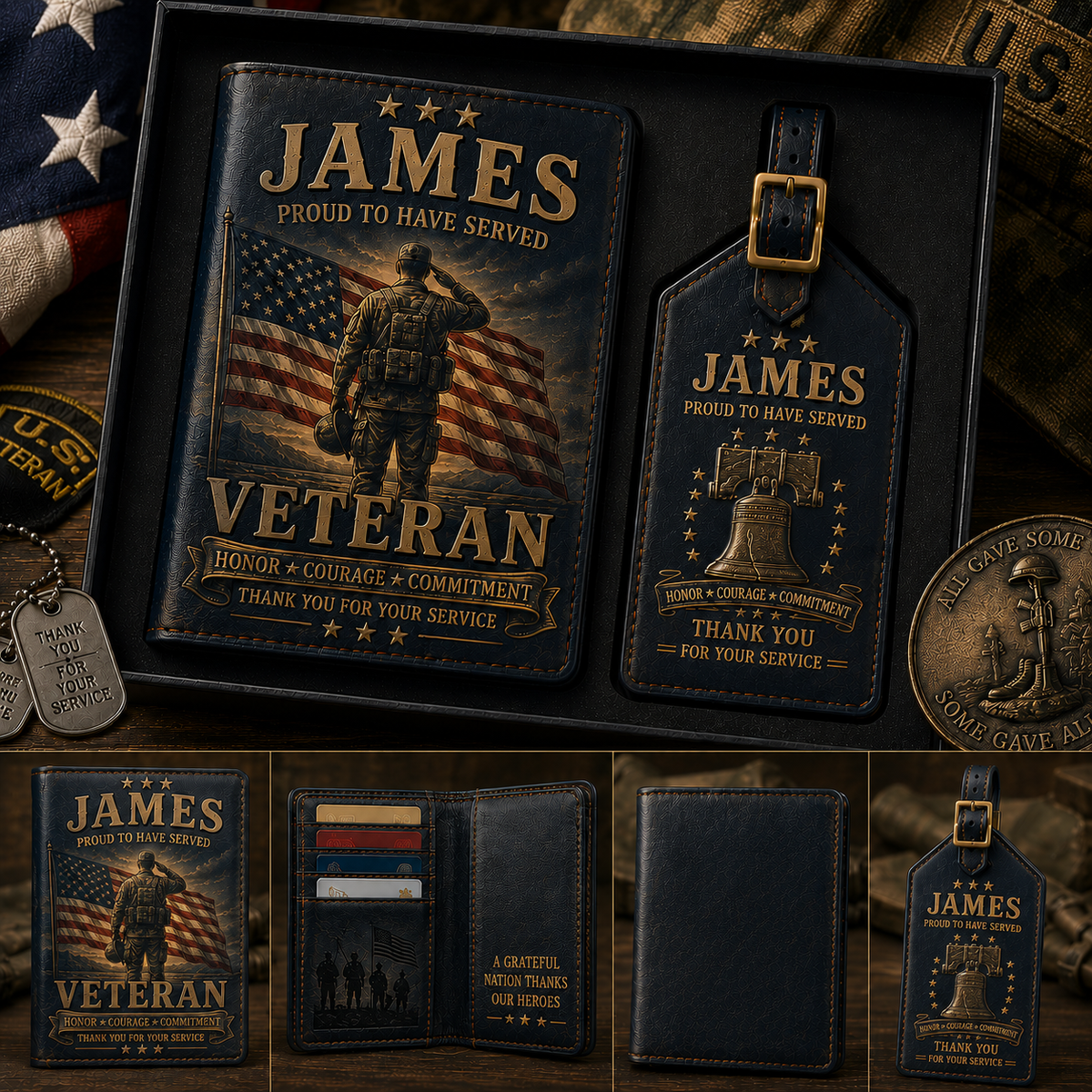 Personalised Men’s Passport Cover and Luggage Tag Set