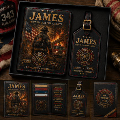 Personalised Men’s Passport Cover and Luggage Tag Set