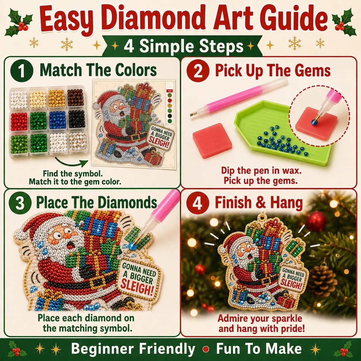 💎 DIY Crystal Art Ornament Kit – Festive Diamond Painting Collection