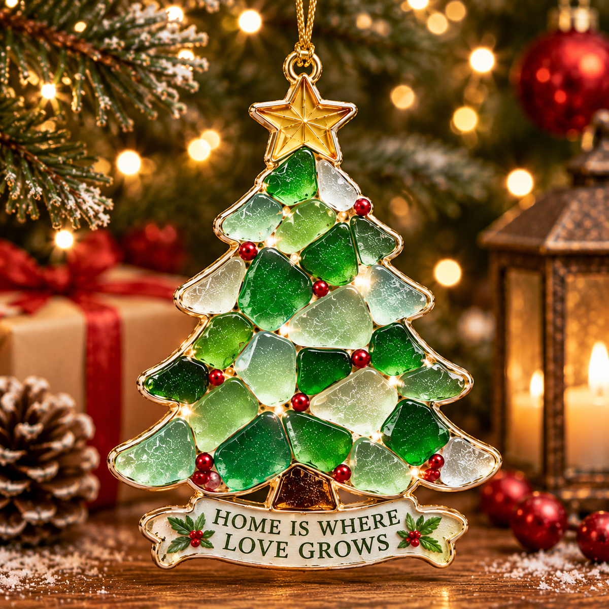 🌊 Sea Glass Christmas Blessing Ornaments – Festive Holiday Keepsake Collection