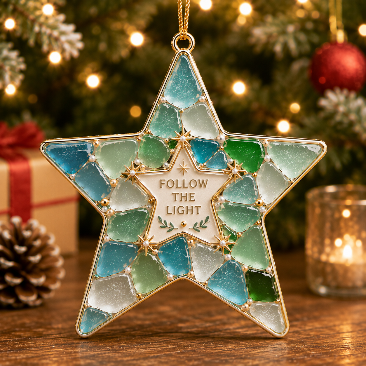 🌊 Sea Glass Christmas Blessing Ornaments – Festive Holiday Keepsake Collection