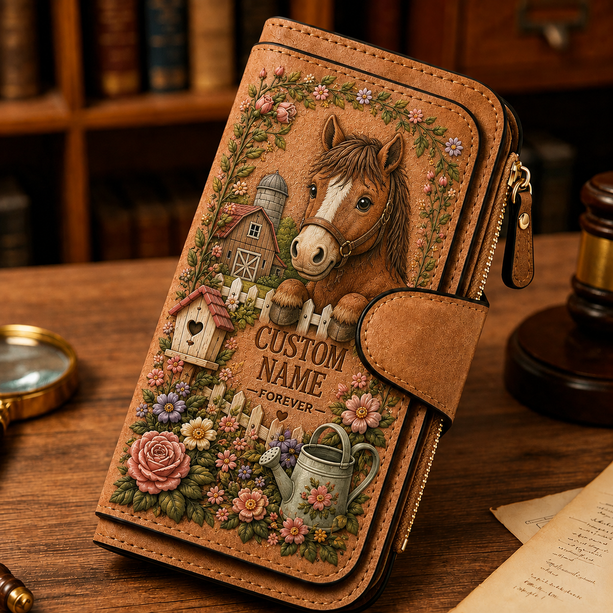 🌸 Personalized Garden Embossed Wallet