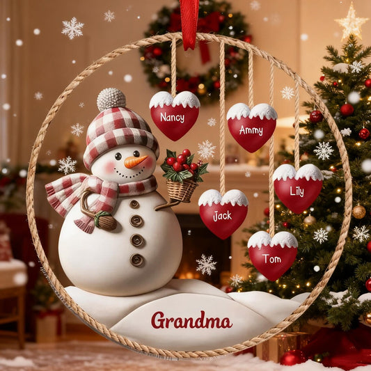 Personalized 1-9 Family Names Christmas Ornament-Snowman Family Hanging Ornament