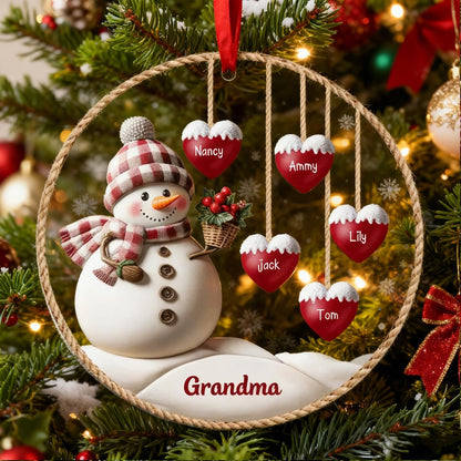 Personalized 1-9 Family Names Christmas Ornament-Snowman Family Hanging Ornament
