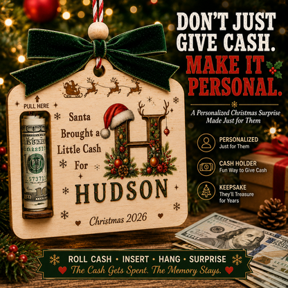 💰🎁Personalized Initial Christmas Money Holder Ornament