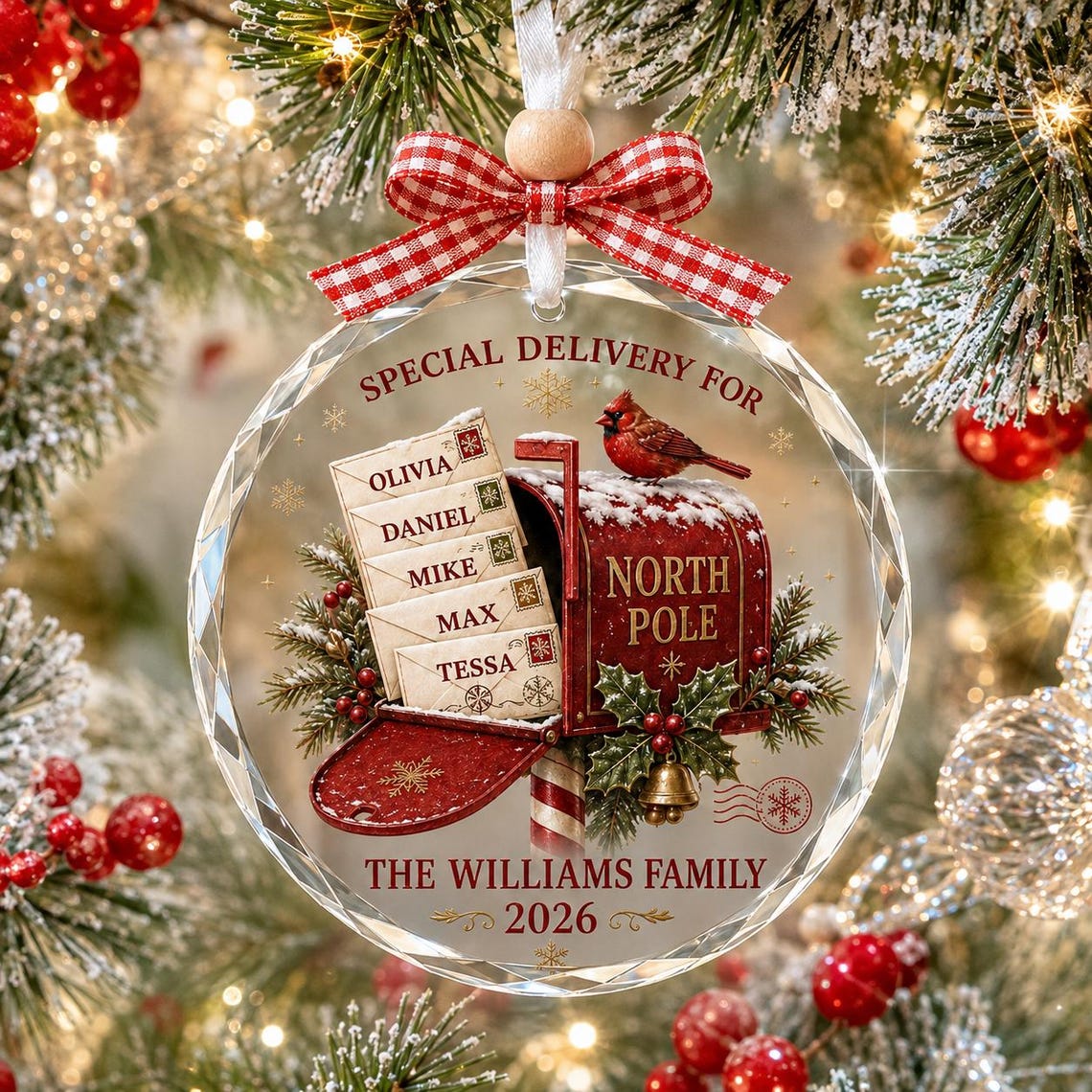 🎄 Special Delivery to the North Pole – Personalized Family Christmas Ornament