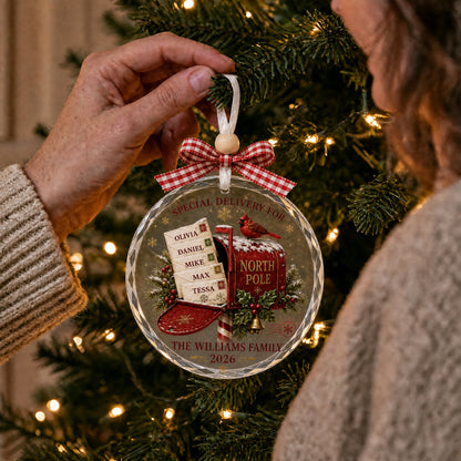 🎄 Special Delivery to the North Pole – Personalized Family Christmas Ornament