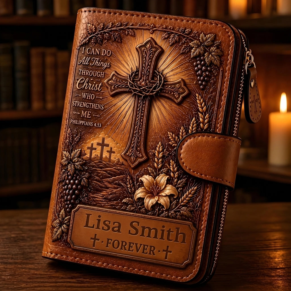✝️ Personalized Christian Wallet – Custom Name Faith Wallet with Bible Verse 💛✨