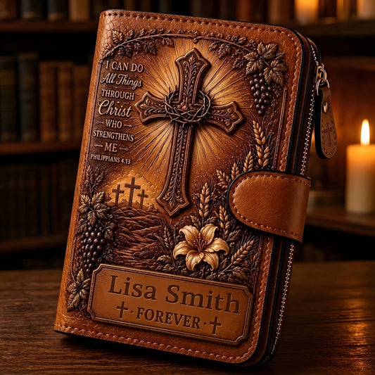 ✝️ Personalized Christian Wallet – Custom Name Faith Wallet with Bible Verse 💛✨