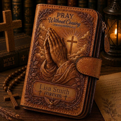 ✝️ Personalized Christian Wallet – Custom Name Faith Wallet with Bible Verse 💛✨