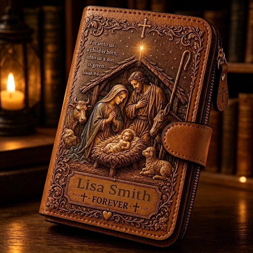 ✝️ Personalized Christian Wallet – Custom Name Faith Wallet with Bible Verse 💛✨
